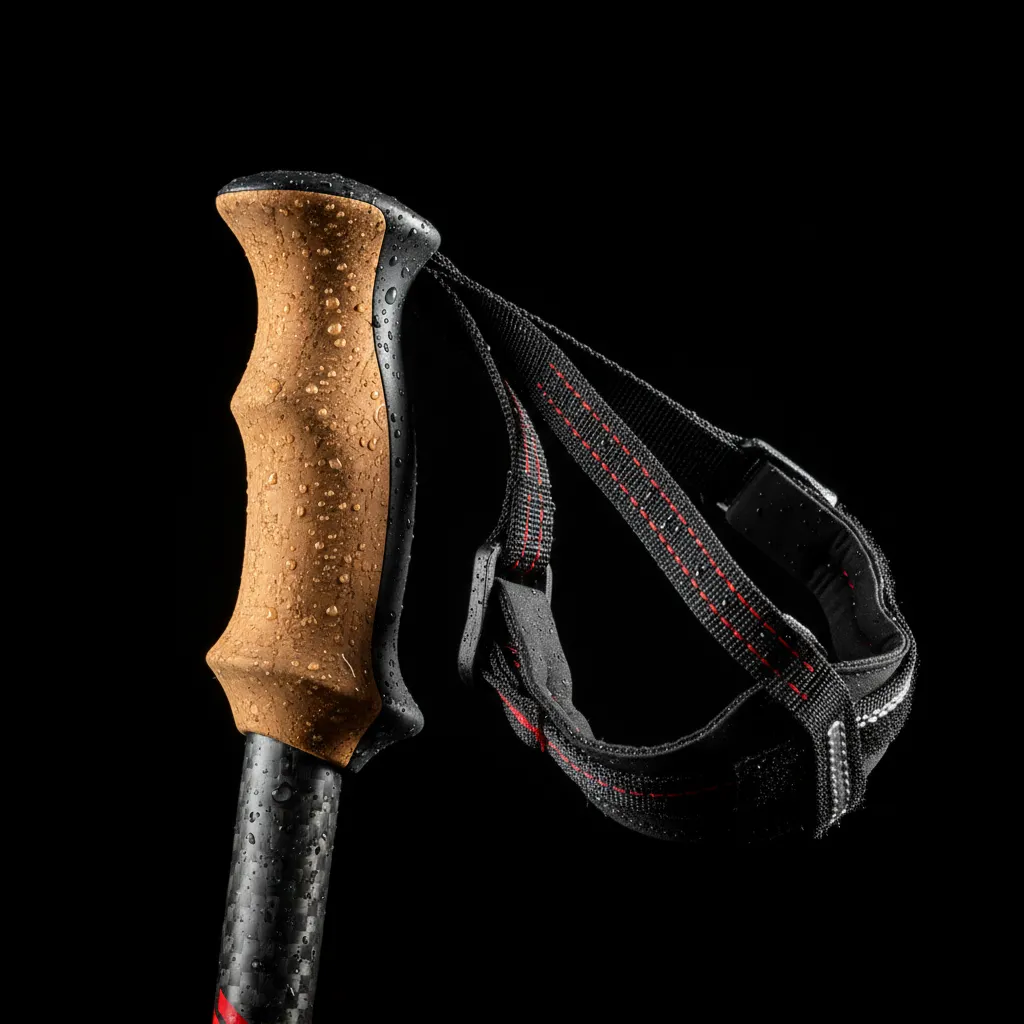 carbon fiber nordic walking pole grip system detail macro