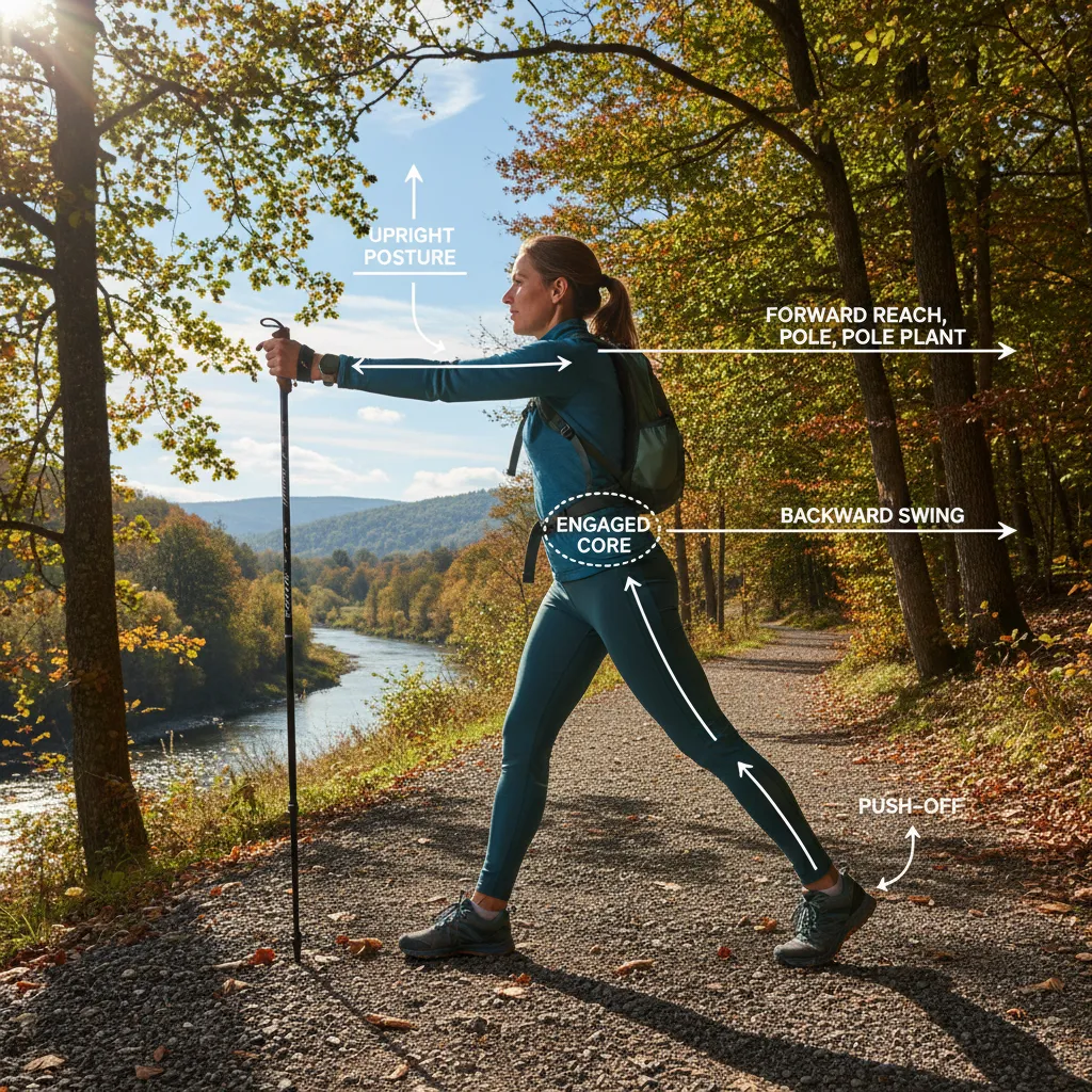 perfect nordic walking posture technique step by step biomechanics